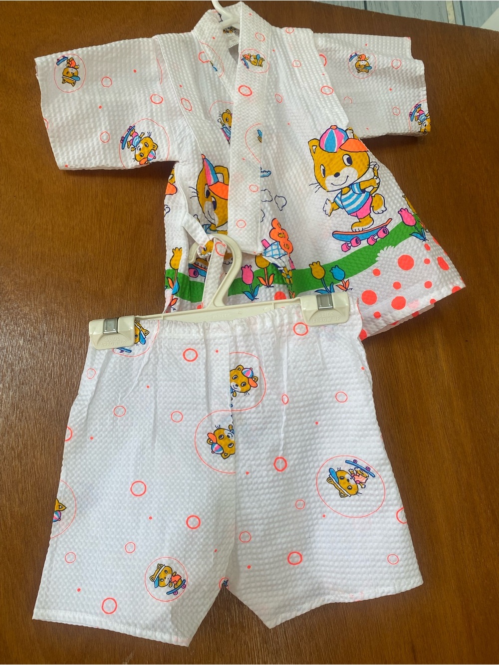 Japanese Kids Jinbei 2 Piece Cat Print Cotton Summer Set